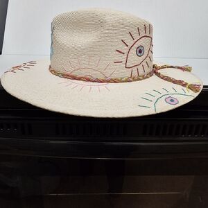 Corazon Playero Malibu Sunset Third Eye Multi Color Hat  on White  Sz Small